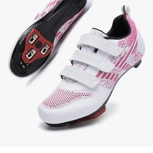 Women's Cycling Shoes - White and Pink